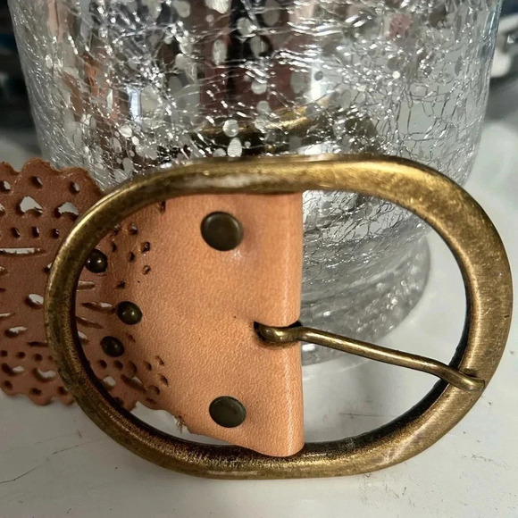 Leatherock genuine leather women’s belt eyelet cutouts and studs sz S 32 #005